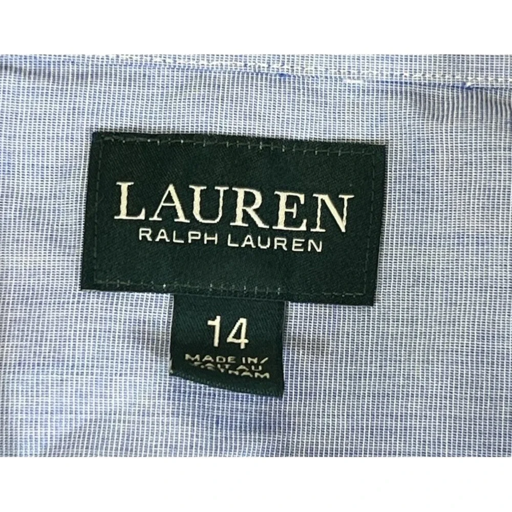 Ralph Lauren Boys Size 14 Light Blue Long Sleeve Button-Down Shirt 100% Cotton